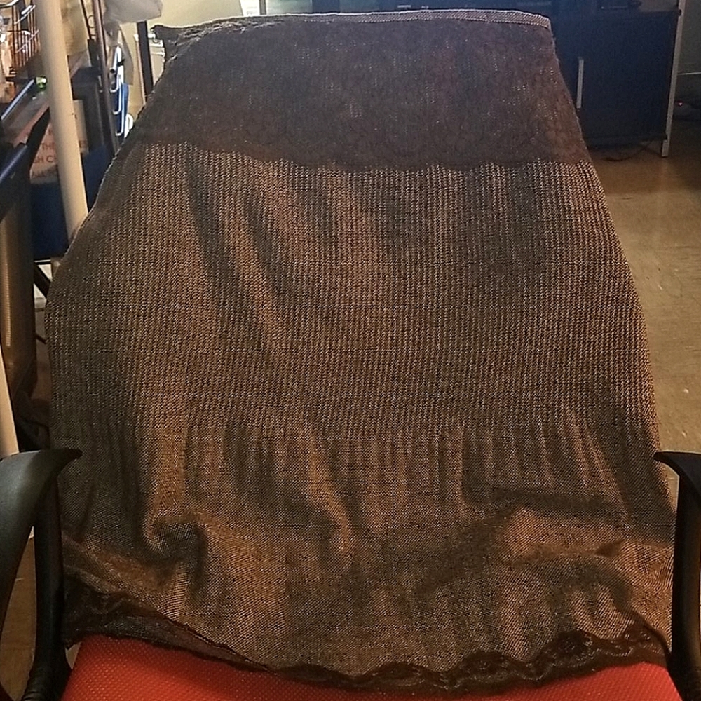 NYC Design Co. Wool Chocolate Skirt. Lace Waist Tummy Concealer.